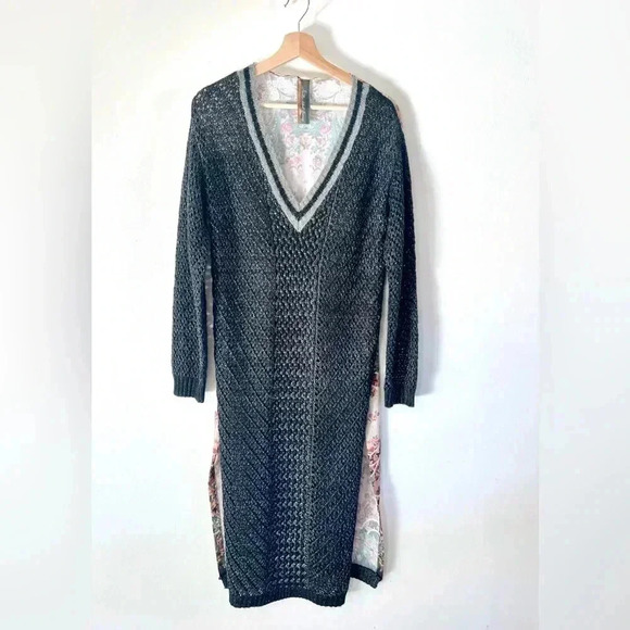 Aratta Silent Journey Open Knit Mixed Media Sweater Front Tunic Duster Small - Picture 2 of 10
